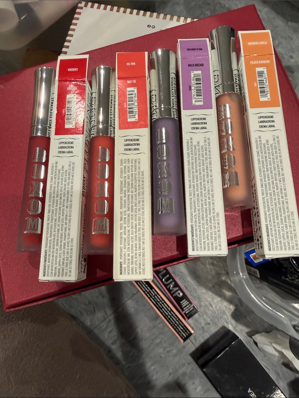 Buxom Plush Liquid Lipstick Set — Red, Coral, Purple, Peach